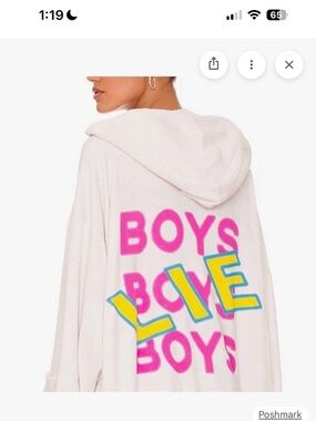 Boys Lie Cream Hoodie with Neon Pink & Yellow-Blue Logo